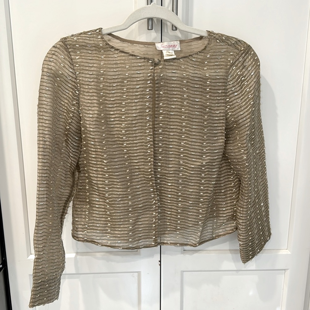 Vintage Suzanne Taupe Sheer Beaded Jacket